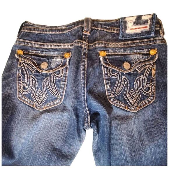 MEK Denim Jeans Womens Oaxaca Boot Cut Distressed Denim N0 Tag Approx Size 28-29 - Picture 5 of 12